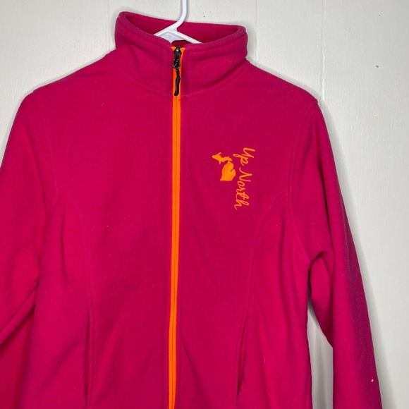 UP North Michigan Women's Pink Embroidered Full Zip Fleece Jacket Size Small - Picture 3 of 6